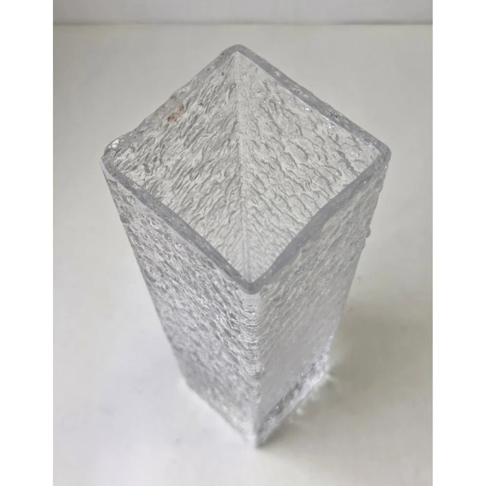 Vintage Iittala Finland Linearia Crinkle Square Vase 7.5